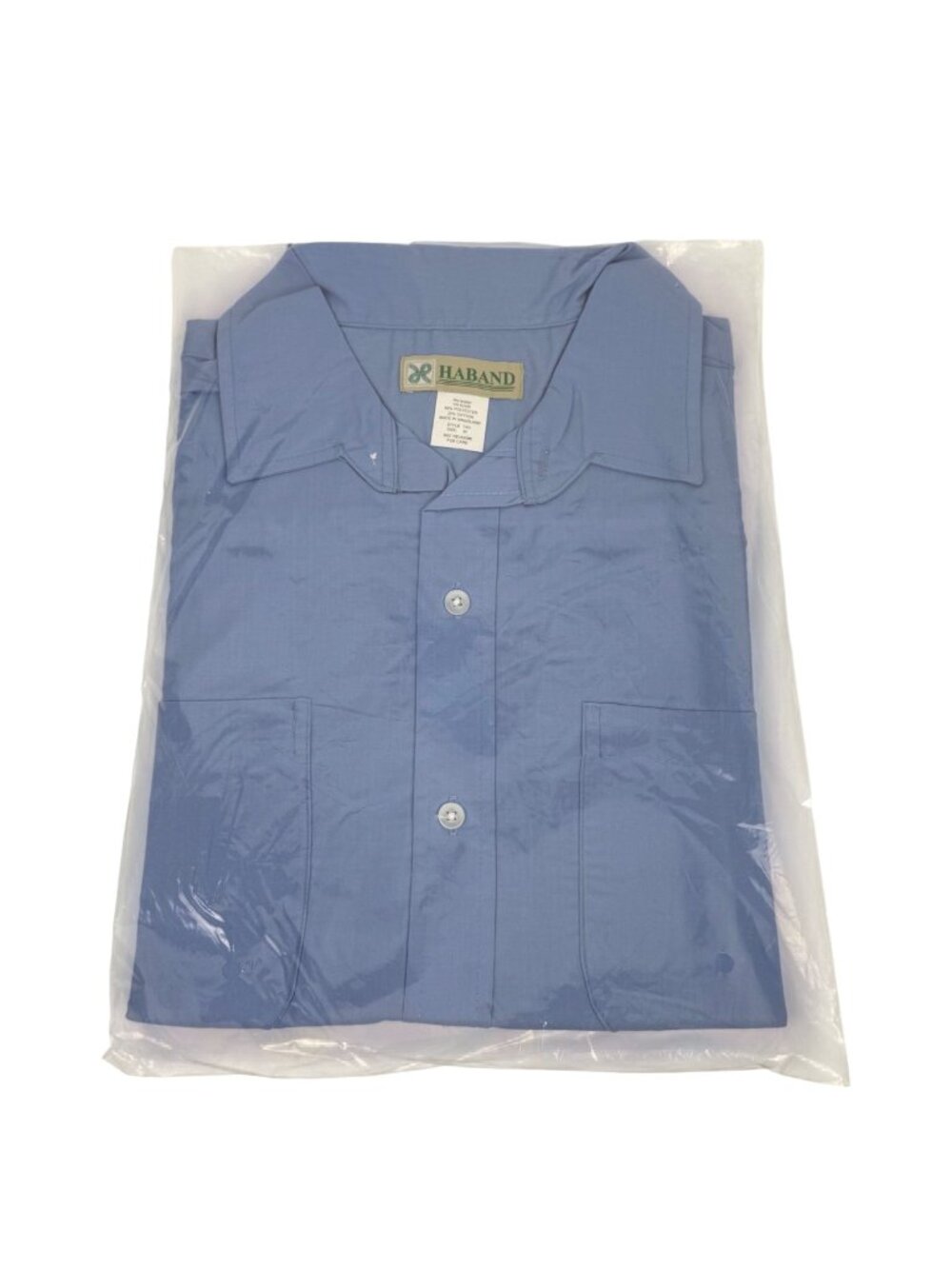 Haband Men's Short-Sleeve Blue Button-Down Shirt Size M NEW